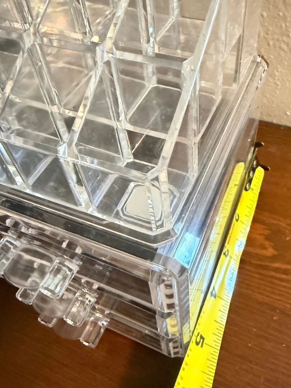 Makeup or Jewelry Organizer Clear Acrylic 4 Lined Drawers 9.5” x 5” x 7”